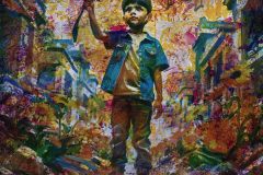 CHILD-AND-WAR-DRONE-Acrylic-on-canvas-100x100-cm.DATE-CREATED-2023-11-04